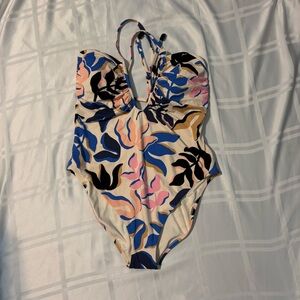Red Carter Blue and Pink Abstract Swimsuit